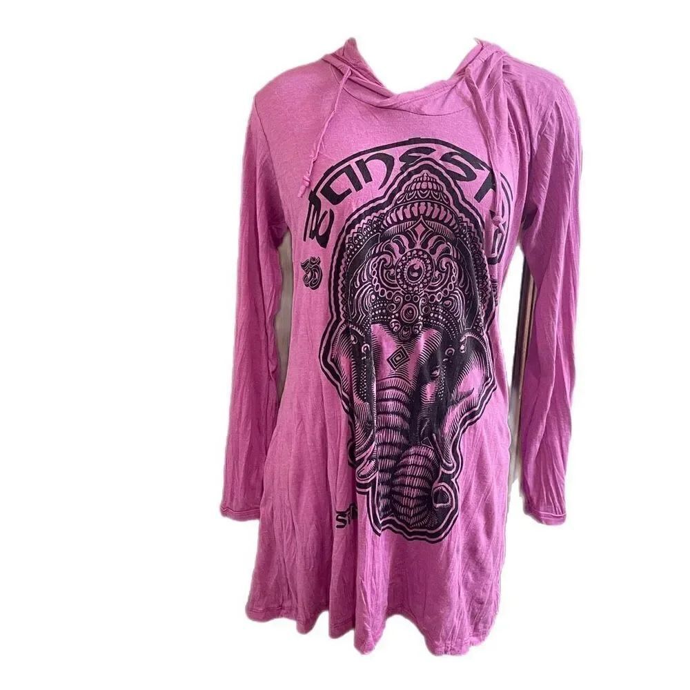 Sure Design Elephant Purple Top Blouse Shirt Hoodie Size Medium